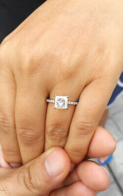Pre-owned Knr Gia Certified 14k Solid White Gold Princess Cut Diamond Engagement Ring 2.00ct