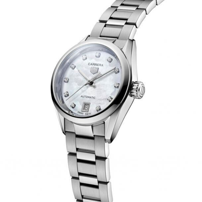Pre-owned Tag Heuer Carrera Automatic Diamond White Dial Ladies Watch Wbn2412.ba0621
