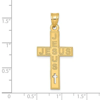 Pre-owned Accessories & Jewelry 14k Yellow Gold Laser Cut High Polished Jesus Inscribed Latin Cross Charm