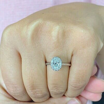 Pre-owned Knr Gia Certified 14k Solid White Gold Oval Cut Diamond Engagement Ring 1.20ctw