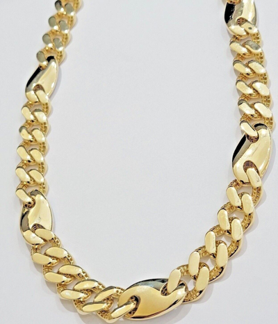 Pre-owned My Elite Jeweler 14mm Miami Cuban Mariner Link Chain Necklace Diamond Cuts Real 10k Yellow Gold