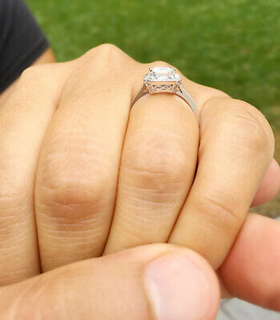 Pre-owned Knr Gia Certified 14k Solid White Gold Emerald Cut Diamond Engagement Rings 2.70ctw