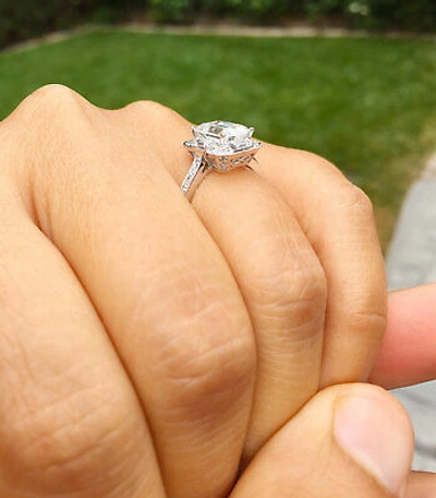 Pre-owned Knr Gia Certified 14k Solid White Gold Emerald Cut Diamond Engagement Rings 2.70ctw