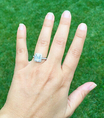Pre-owned Knr Gia Certified 14k Solid White Gold Emerald Cut Diamond Engagement Rings 2.70ctw