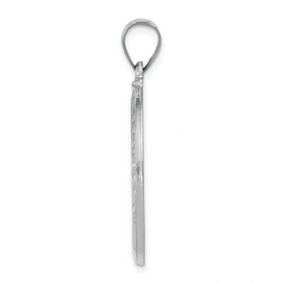 Pre-owned Goldia 14k White Gold Satin & Polished St. Christopher Protect Us Medal Oval Pendant