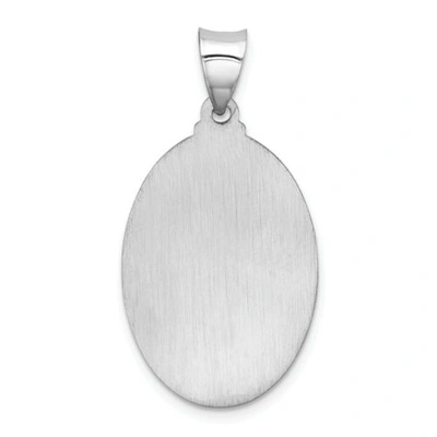Pre-owned Goldia 14k White Gold Satin & Polished St. Christopher Protect Us Medal Oval Pendant