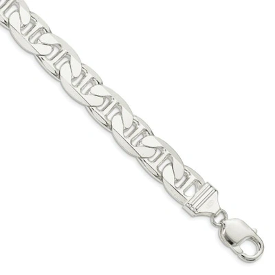 Pre-owned Accessories & Jewelry Sterling Silver Solid 11.5mm Plain Flat Anchor Bracelet W/ Lobster Clasp 8" - 9"