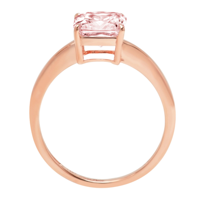 Pre-owned Pucci 2ct Asscher Designer Statement Bridal Classic Pink Vvs1 Cz Ring 14k Rose Gold