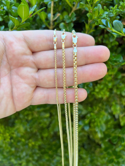 Pre-owned Harlembling Real Solid 14k Yellow Gold Rounded Box Rolo Chain 1.5mm-3.5mm 16-24" Necklace