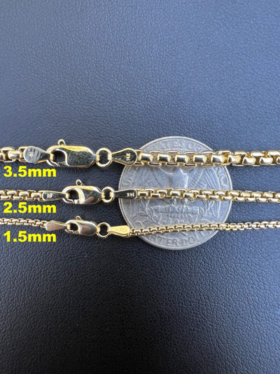 Pre-owned Harlembling Real Solid 14k Yellow Gold Rounded Box Rolo Chain 1.5mm-3.5mm 16-24" Necklace
