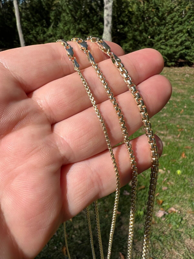 Pre-owned Harlembling Real Solid 14k Yellow Gold Rounded Box Rolo Chain 1.5mm-3.5mm 16-24" Necklace