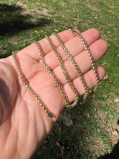 Pre-owned Harlembling Real Solid 14k Yellow Gold Rounded Box Rolo Chain 1.5mm-3.5mm 16-24" Necklace