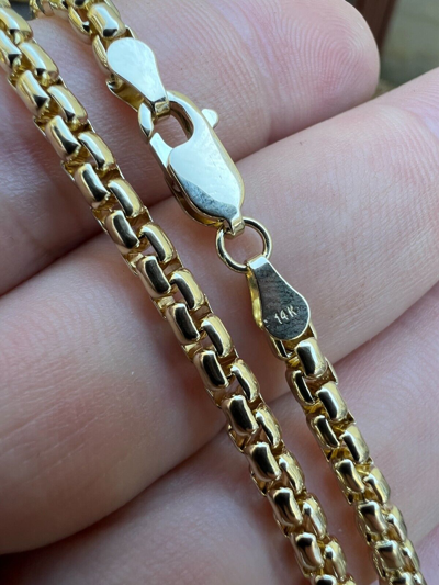 Pre-owned Harlembling Real Solid 14k Yellow Gold Rounded Box Rolo Chain 1.5mm-3.5mm 16-24" Necklace