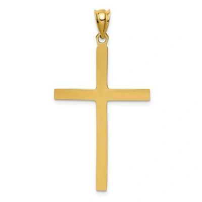 Pre-owned Goldia 14k Yellow Gold Polished Solid Latin Cross Christianity Religious Pendant