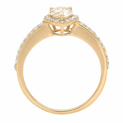 Pre-owned Pucci 1.22ct Pear Yellow Synthetic Moissanite Bridal Statement Ring 14k Yellow Gold