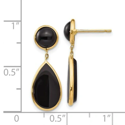 Pre-owned Goldia 14k Onyx Teardrop Dangle Post Earrings In Yellow