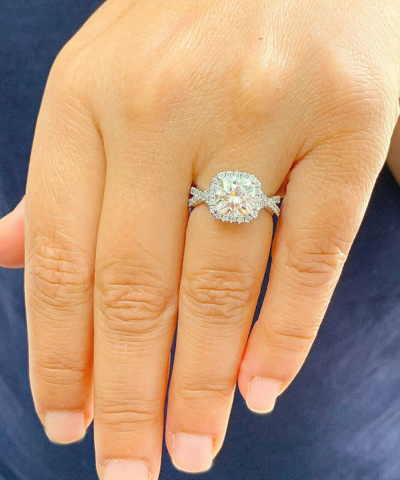 Pre-owned Knr Gia Certified 14k Solid White Gold Cushion Cut Diamond Engagement Rings 2.65ctw
