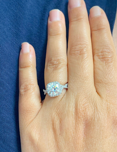 Pre-owned Knr Gia Certified 14k Solid White Gold Cushion Cut Diamond Engagement Rings 2.65ctw