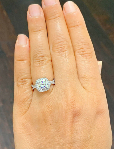 Pre-owned Knr Gia Certified 14k Solid White Gold Cushion Cut Diamond Engagement Rings 2.65ctw