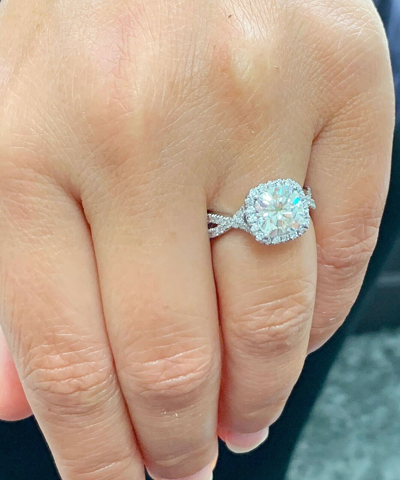 Pre-owned Knr Gia Certified 14k Solid White Gold Cushion Cut Diamond Engagement Rings 2.65ctw