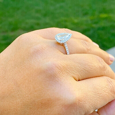 Pre-owned Knr Gia Certified 14k Solid White Gold Pear Cut Diamond Engagement Rings 2.50ctw