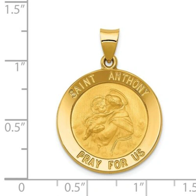 Pre-owned Goldia 14k Yellow Gold Polished & Satin Finish Saint Anthony Pray For Us Medal Pendant