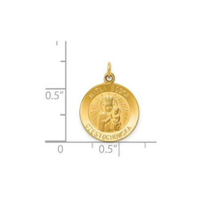 Pre-owned Goldia 14k Yellow Gold Solid & Satin Finish Small Matka Boska Medal Disc Charm