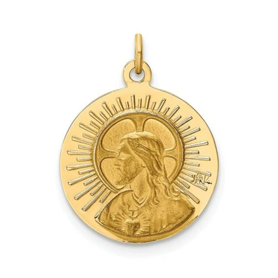 Pre-owned Goldia 14k Yellow Gold Solid & Satin Finish Small Matka Boska Medal Disc Charm