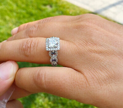 Pre-owned Knr Gia Certified 14k Solid White Gold Round Cut Diamond Engagement Rings 2.00ctw