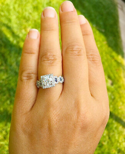 Pre-owned Knr Gia Certified 14k Solid White Gold Round Cut Diamond Engagement Rings 2.00ctw