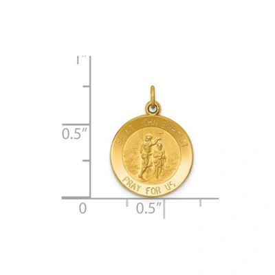 Pre-owned Goldia 14k Yellow Gold Solid & Satin Finish Engravable Saint John Baptist Medal Charm