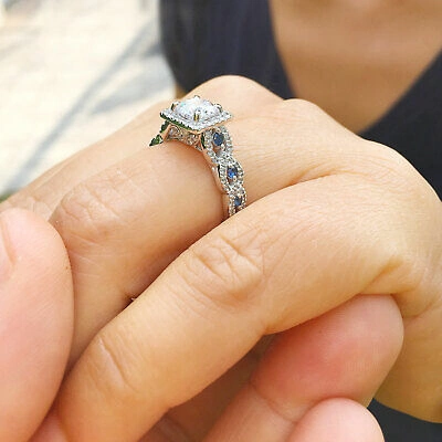 Pre-owned Knr Gia Certified 14k Solid White Gold Round Cut Diamond Engagement Rings 2.00ctw