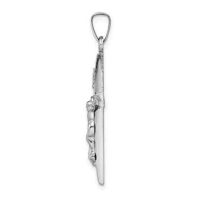 Pre-owned Goldia 14k White Gold Solid Polished Hollow Inri Crucifix Pendant