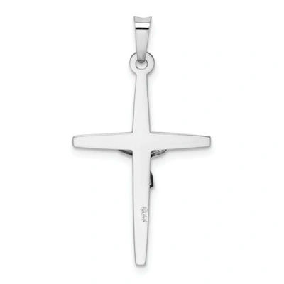 Pre-owned Goldia 14k White Gold Solid Polished Hollow Inri Crucifix Pendant