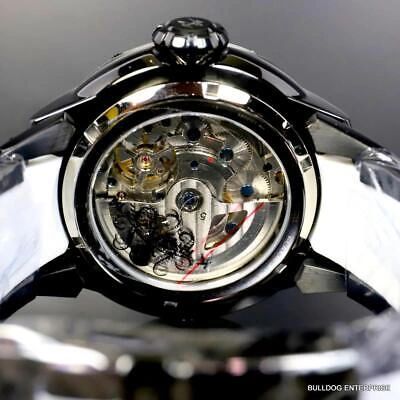 Pre-owned Invicta Reserve Kraken Abalone Double Open Heart Automatic Black Steel Watch