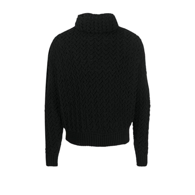 Shop Valentino Black Virgin Wool Chunky Knit Sweater
