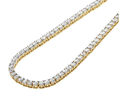 Pre-owned Jewelry Unlimited 1 Row Diamond Chain Necklace Choker Yellow Gold Plated 3.5 Mm 18 Ins 1.25 Ct
