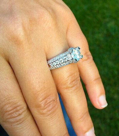Pre-owned Knr Gia Certified 14k Solid White Gold Round Cut Diamond Engagement Rings 2.70ctw