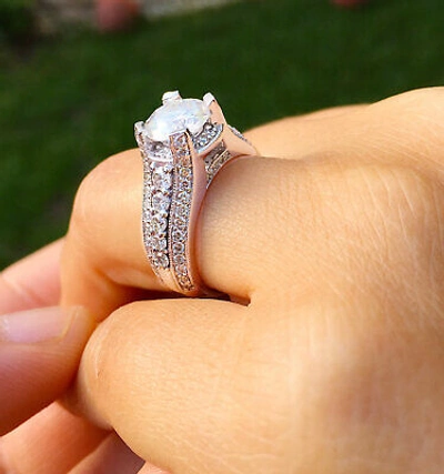 Pre-owned Knr Gia Certified 14k Solid White Gold Round Cut Diamond Engagement Rings 2.70ctw
