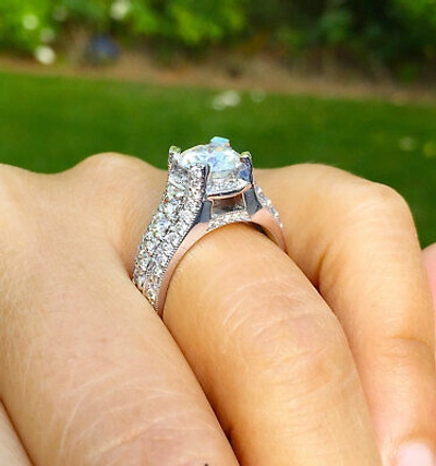 Pre-owned Knr Gia Certified 14k Solid White Gold Round Cut Diamond Engagement Rings 2.70ctw