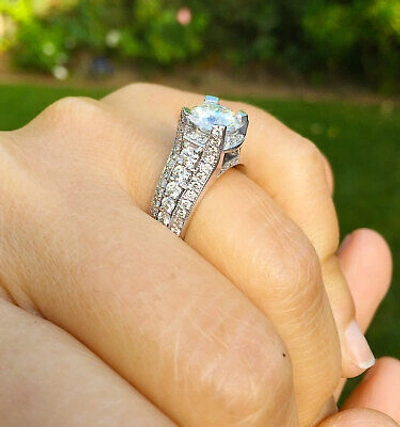 Pre-owned Knr Gia Certified 14k Solid White Gold Round Cut Diamond Engagement Rings 2.70ctw