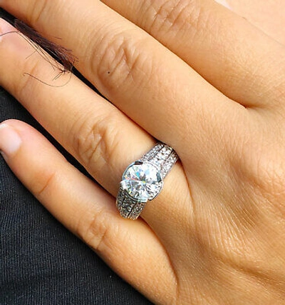 Pre-owned Knr Gia Certified 14k Solid White Gold Round Cut Diamond Engagement Rings 2.70ctw
