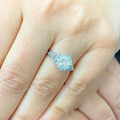 Pre-owned Knr Gia Certified 14k Solid White Gold Round Cut Diamond Engagement Rings 1.65ctw