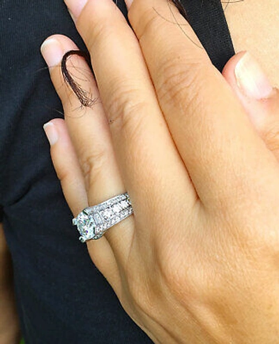 Pre-owned Knr Gia Certified 14k Solid White Gold Round Cut Diamond Engagement Rings 2.70ctw