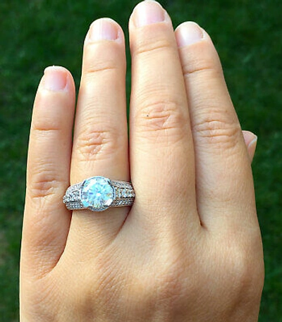 Pre-owned Knr Gia Certified 14k Solid White Gold Round Cut Diamond Engagement Rings 2.70ctw
