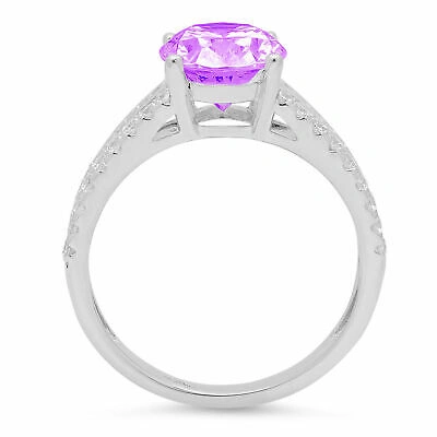 Pre-owned Pucci 3.12 Oval Split Shank Real Amethyst Classic Bridal Statement Ring 14k White Gold In Purple