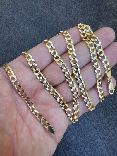 Pre-owned Harlembling Real Solid 14k Yellow Gold Curb Miami Cuban Link Chain 16-30" 2.5-12mm Necklace