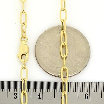 Pre-owned Nuragold 10k Yellow Gold 3mm Paperclip Chain Rolo Elongated Link Cable Necklace Women 24"