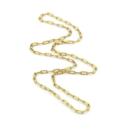 Pre-owned Nuragold 10k Yellow Gold 3mm Paperclip Chain Rolo Elongated Link Cable Necklace Women 24"