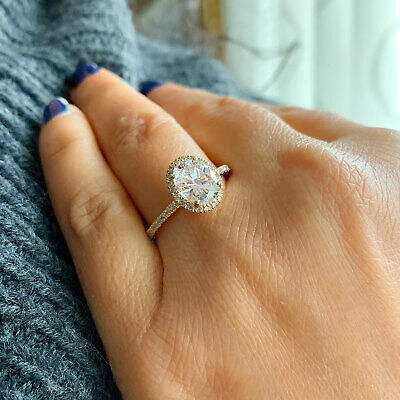 Pre-owned Knr Gia Certified 14k Solid Yellow Gold Oval Cut Diamond Engagement Rings 1.50ctw In White